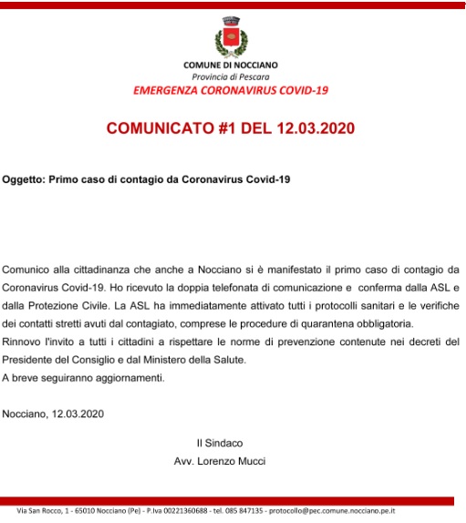COMUNICATO #1 DEL 12.03.2020
